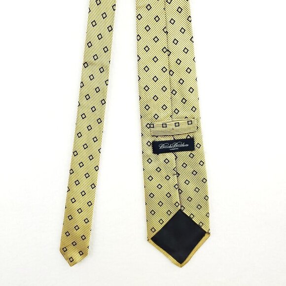 Brooks Brothers Makers Geometric Neck Tie Silk Cotton Textured 60" Gold Made USA - Picture 12 of 12